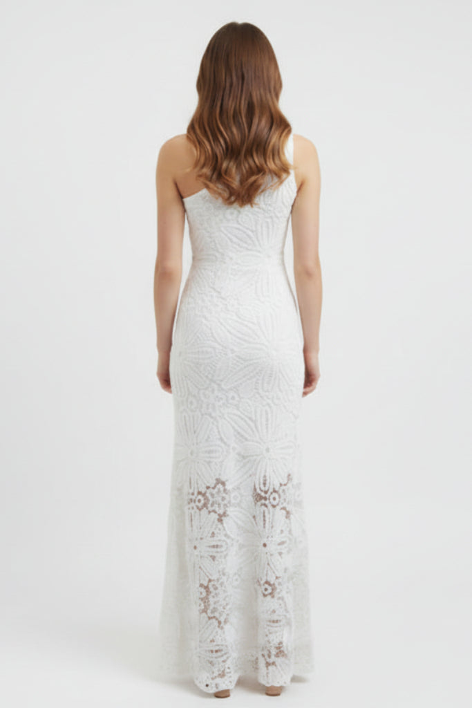 Lena Crochet Overlay Maxi - White