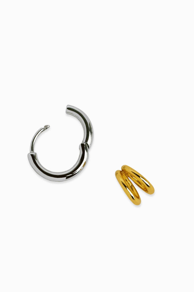 Sessori - [18K] Sora Two-Tone Link Hoop Earrings
