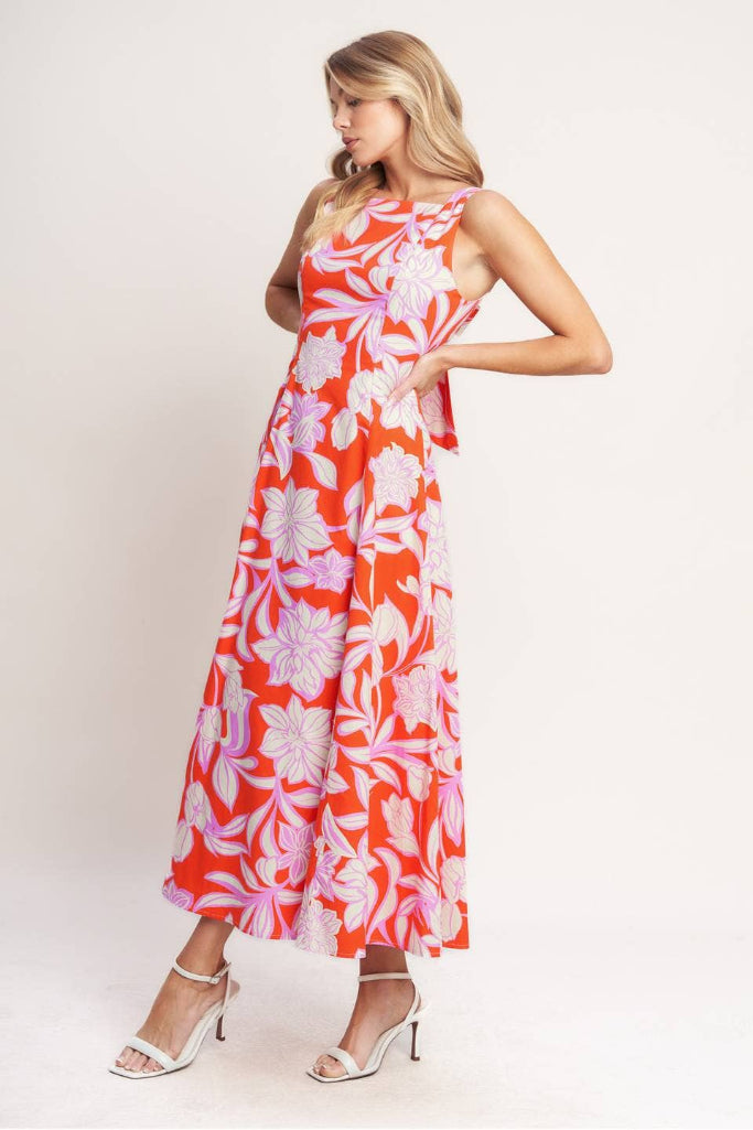 Grace Bloom Floral Maxi Dress - Orange Multi