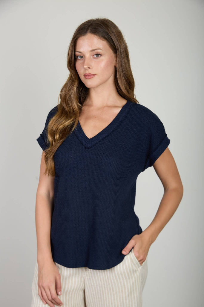 Right Idea V-Neck Top - Navy