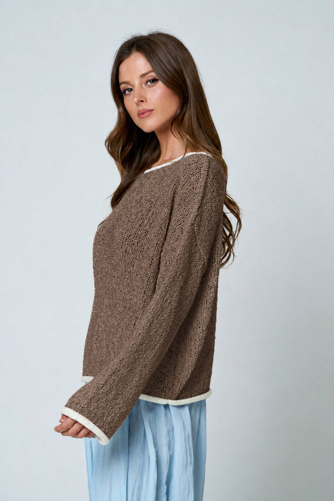 Soft Soul Boat Neck Knit Sweater - Mocha