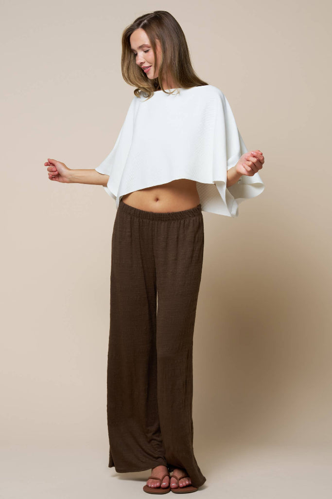 Looking Up Cropped Flowy Top - Ivory