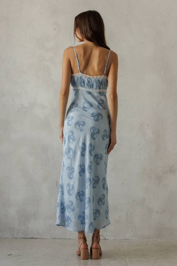 Lizanne Floral Midi Dress- Blue