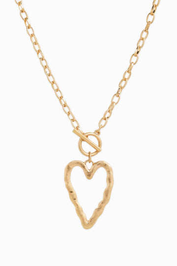 Love Token Hammered Heart Necklace - Gold