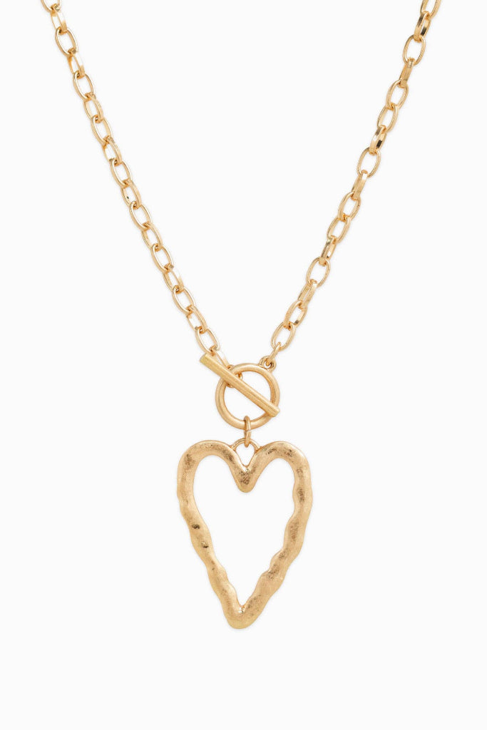 Love Token Hammered Heart Necklace - Gold