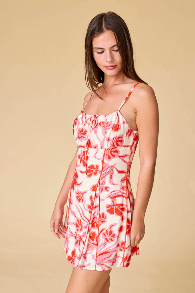 Garden Party Floral Dress - Ivory/Red