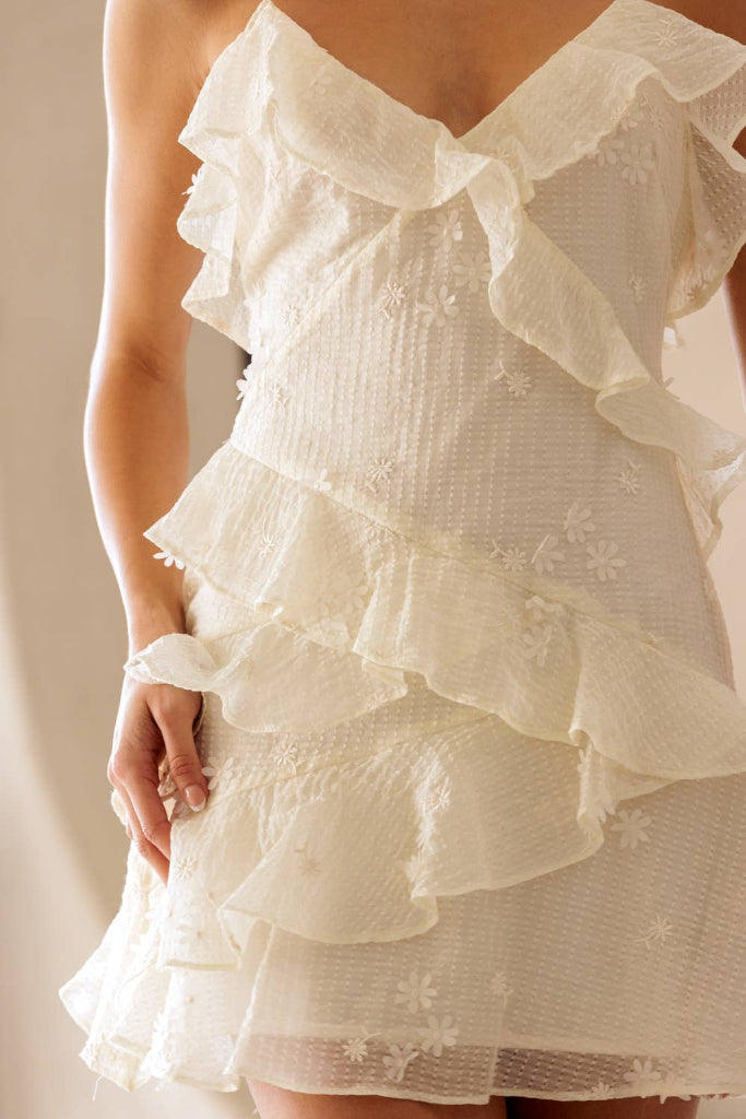Kris Ruffle Dress- White
