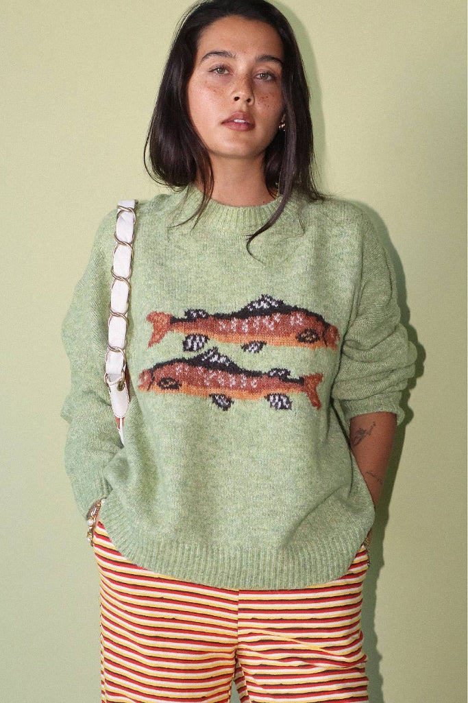 Fresh Catch Trout Sweater - Green