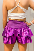 Beautiful Simplicity Tiered Shorts- Purple