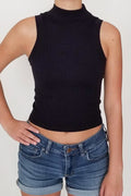 Bright And Early High Neck Cropped Tank Top -