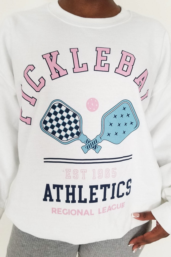 Pickleball Graphic Sweatshirt- White