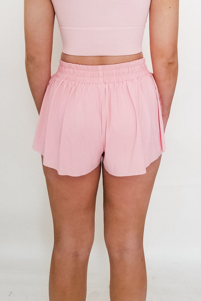 In Your Eyes Butterfly Shorts- Light Pink