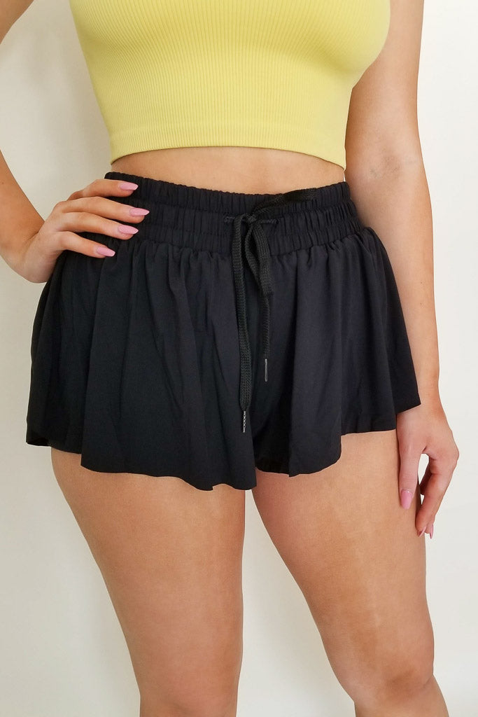 In Your Eyes Butterfly Shorts- Black