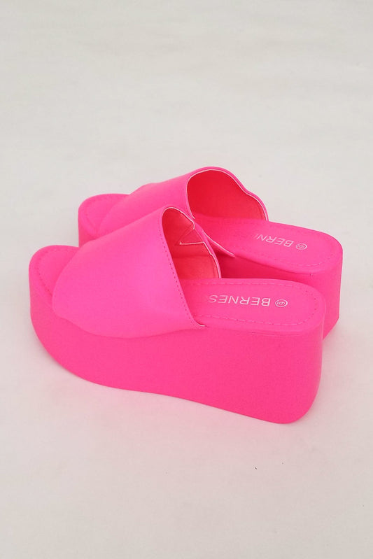 Set Me Up Platform Sandals- Hot Pink