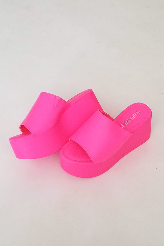 Set Me Up Platform Sandals- Hot Pink