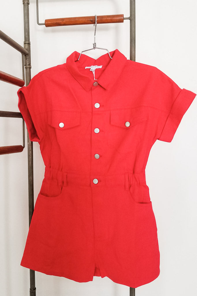 Hot And Cold Romper- Red