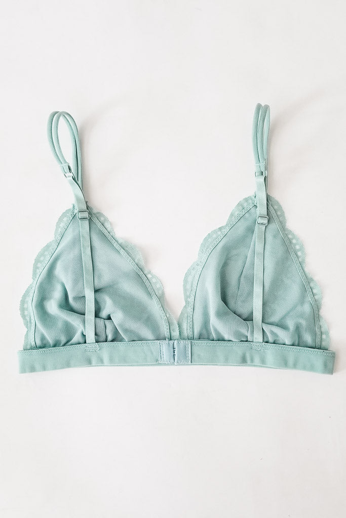 Daisy Triangle Lace Bralette - Sea Foam