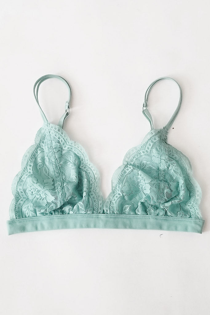 Daisy Triangle Lace Bralette - Sea Foam
