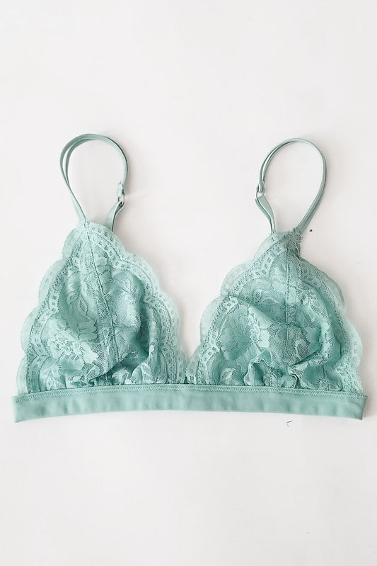 Daisy Triangle Lace Bralette - Sea Foam