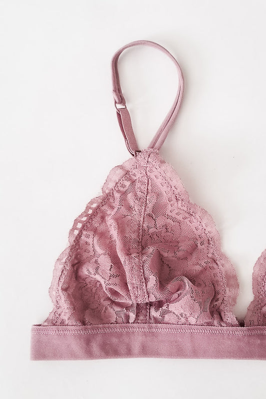 Daisy Triangle Lace Bralette - Mauve