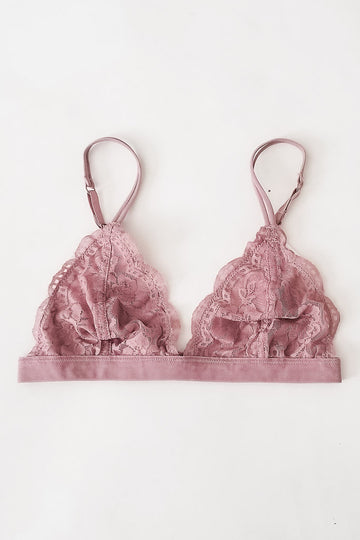 Daisy Triangle Lace Bralette - Mauve