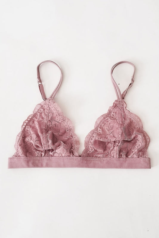 Daisy Triangle Lace Bralette - Mauve