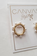 Melanie Pearl Studded Circle Earrings- Worn Gold