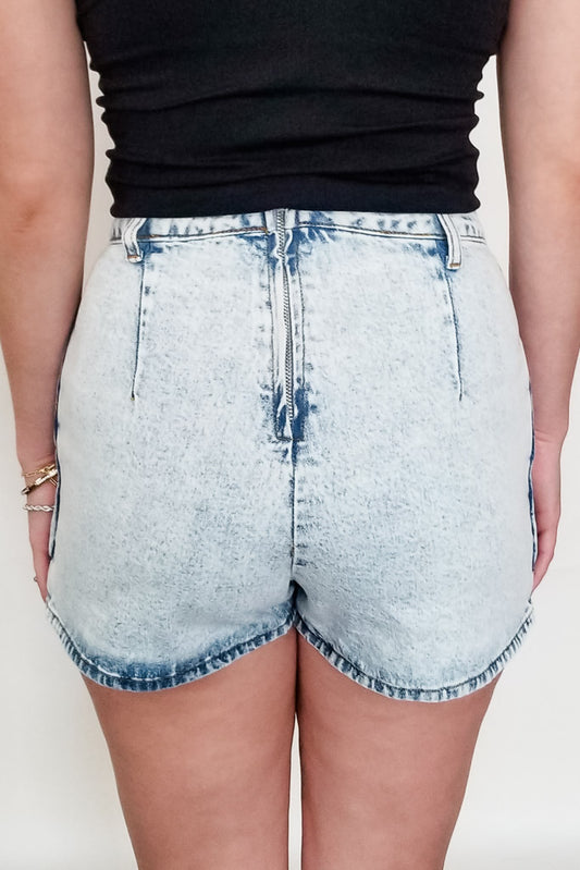 Small Town Love Shorts- Washed Denim