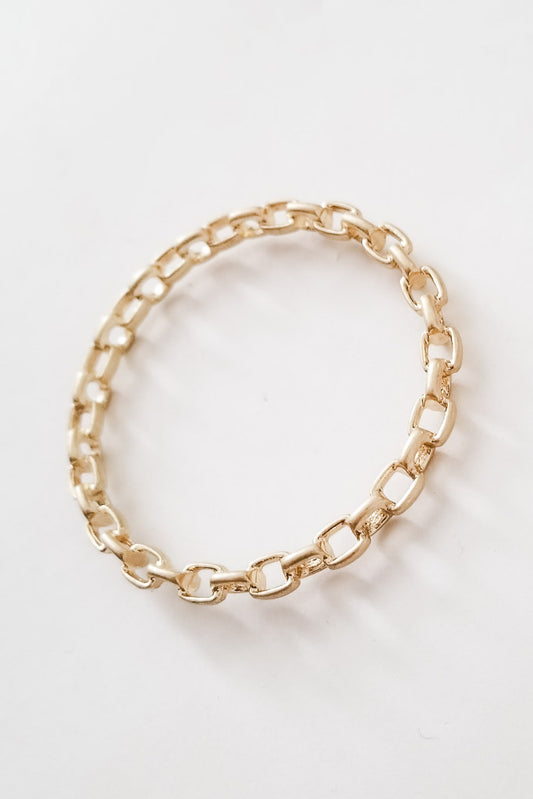 Celeste Frozen Chain Bangle - Worn Gold