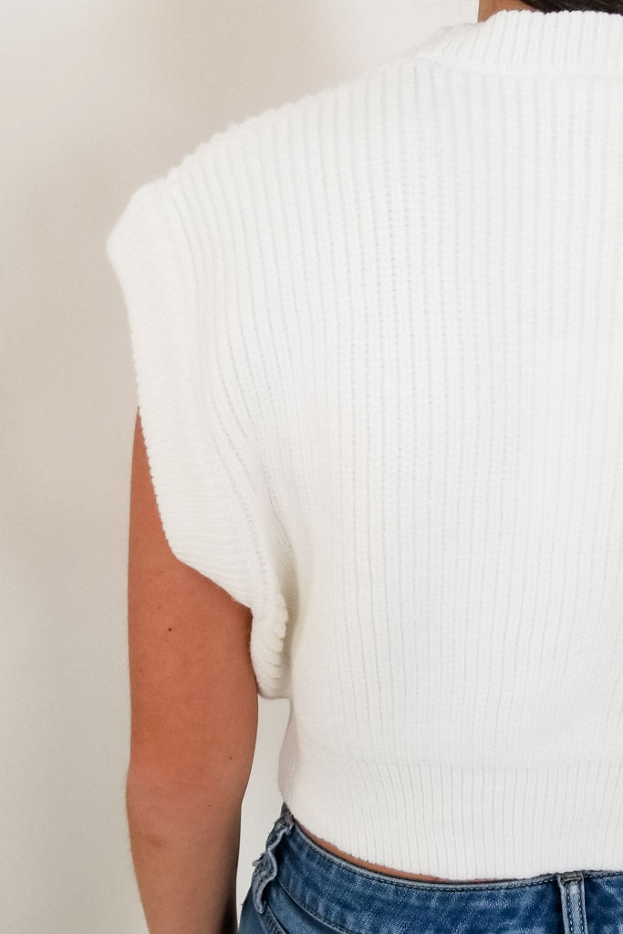 Sweet Smiles Crop Sweater Top- Ivory
