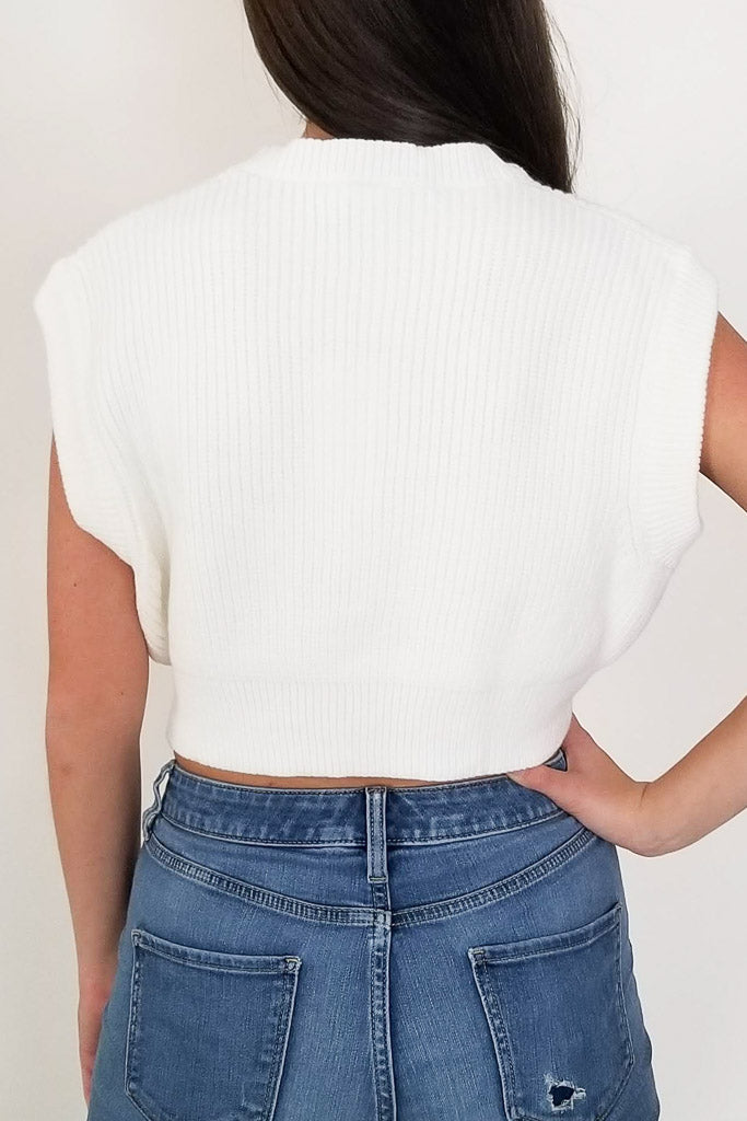 Sweet Smiles Crop Sweater Top- Ivory