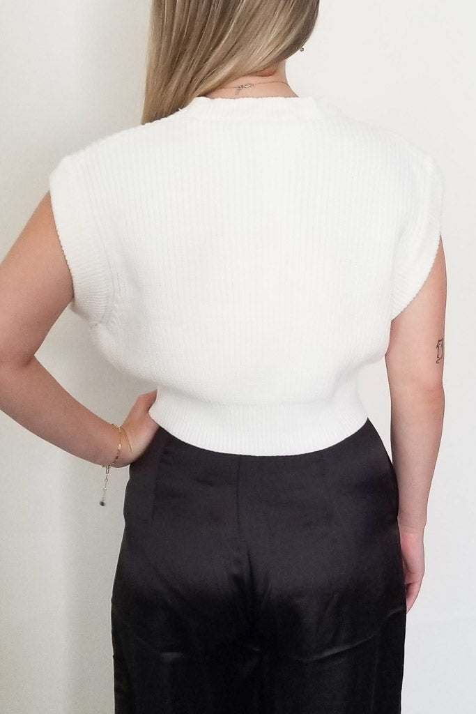 Sweet Smiles Crop Sweater Top- Ivory