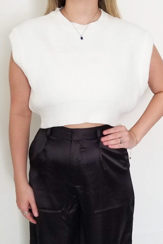 Sweet Smiles Crop Sweater Top- Ivory