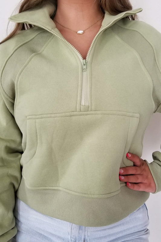 More To Say Cropped Sweatshirt- Green