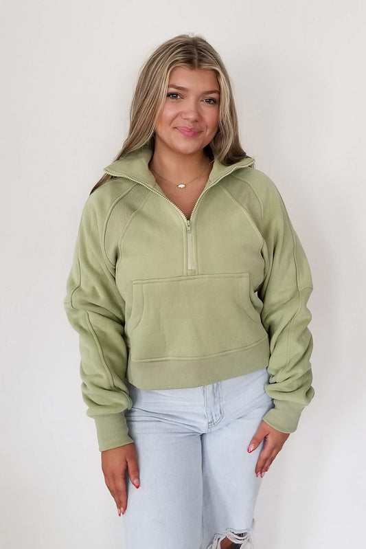More To Say Cropped Sweatshirt- Green
