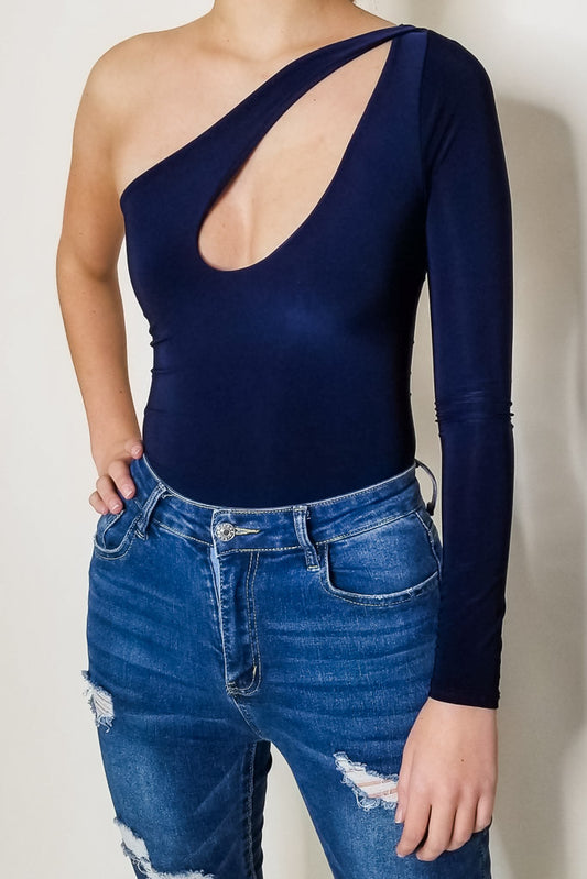 Wiped Out Bodysuit- Navy