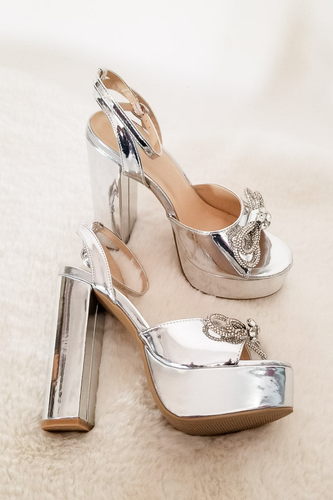 Mamie Platform Heels- Silver