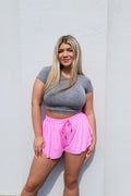 TooLooLah Flutter Away Butterfly Shorts - Perfect Pink