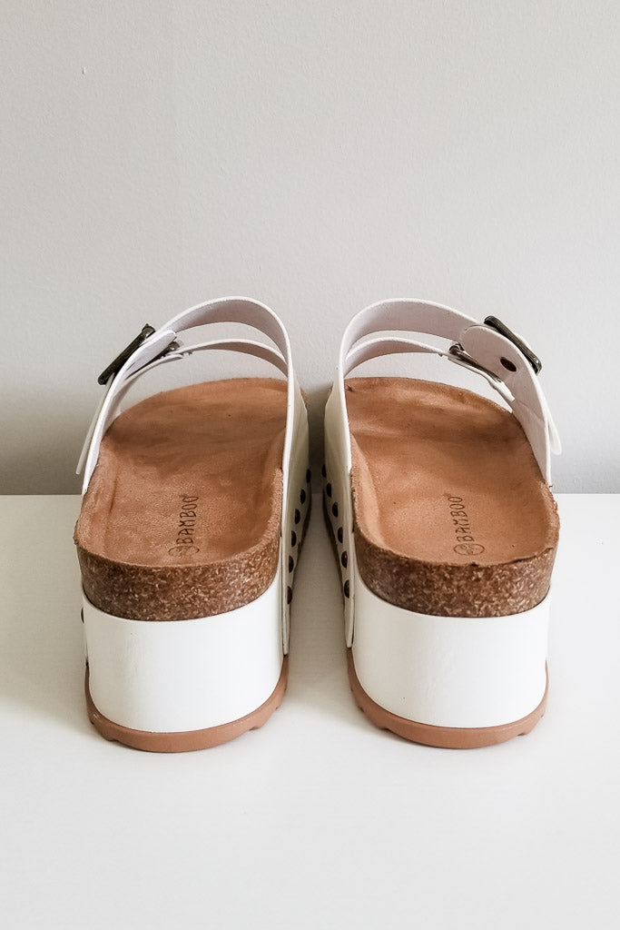 Blowout Platform Sandals- White