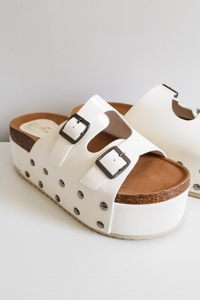 Caril Platform Sandals - White