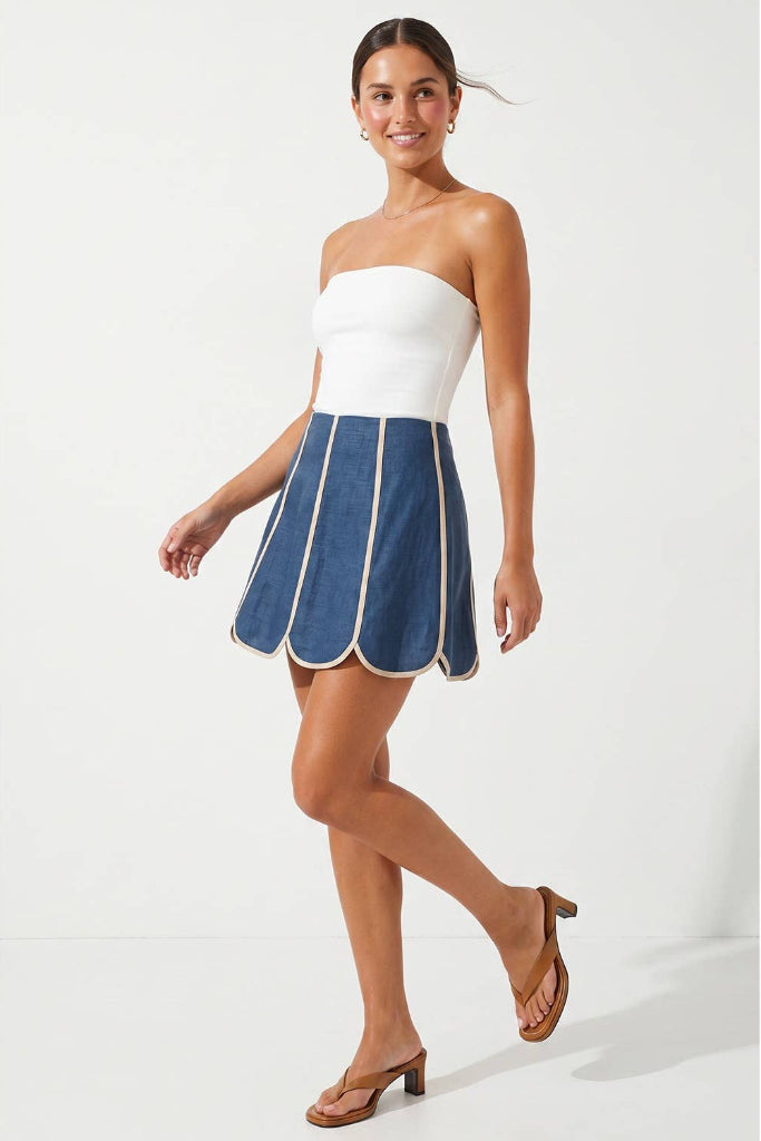 Help Myself Shell Panel Linen Skort - Slate Blue