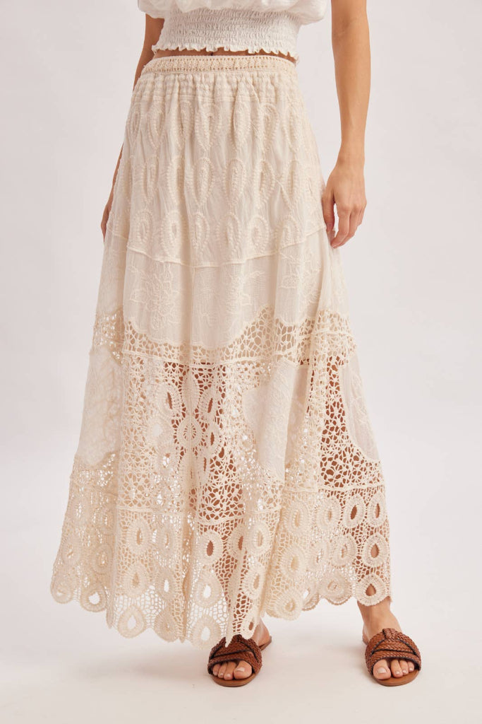 Never Breaking Crochet Maxi Skirt - Beige