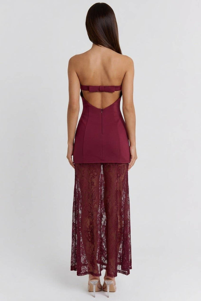 Pending Love Lace Maxi Dress - Burgundy