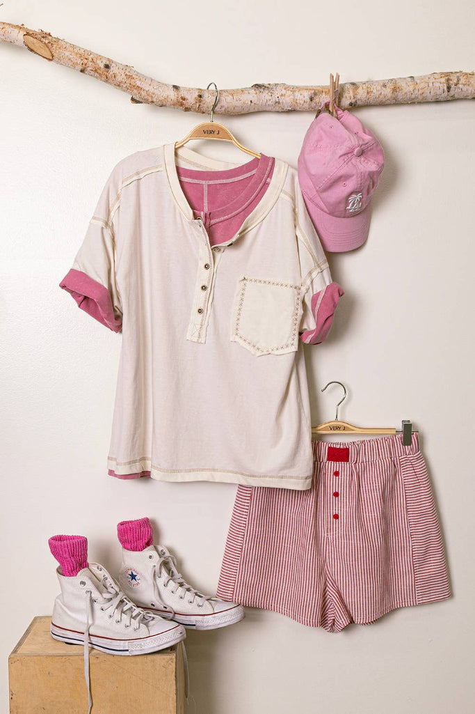 Look Ahead Mineral Washed Top - Ivory