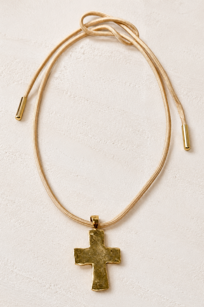 Crossroads Hammered Cross Necklace - Gold