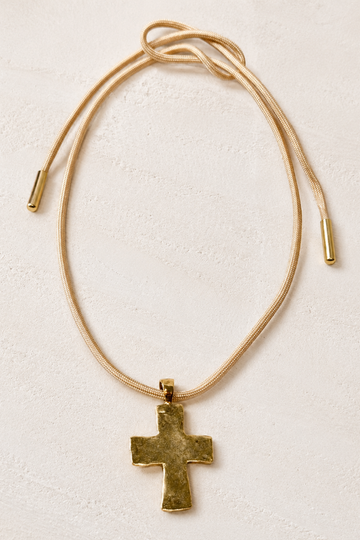 Crossroads Hammered Cross Necklace - Gold