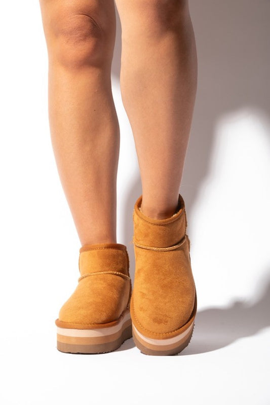 Jillian Platform Booties- Tan