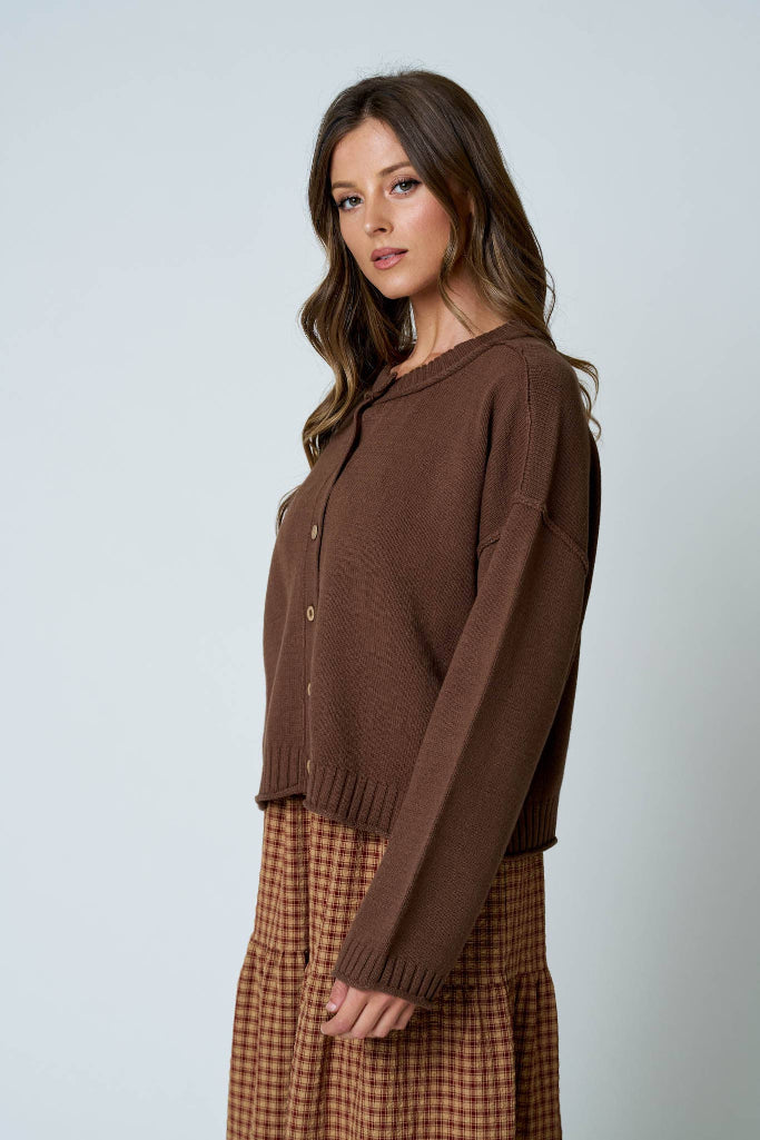 Bare Muse Button Cardigan - Brown