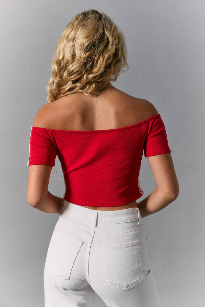 Charmer Lace Crop Top - Red