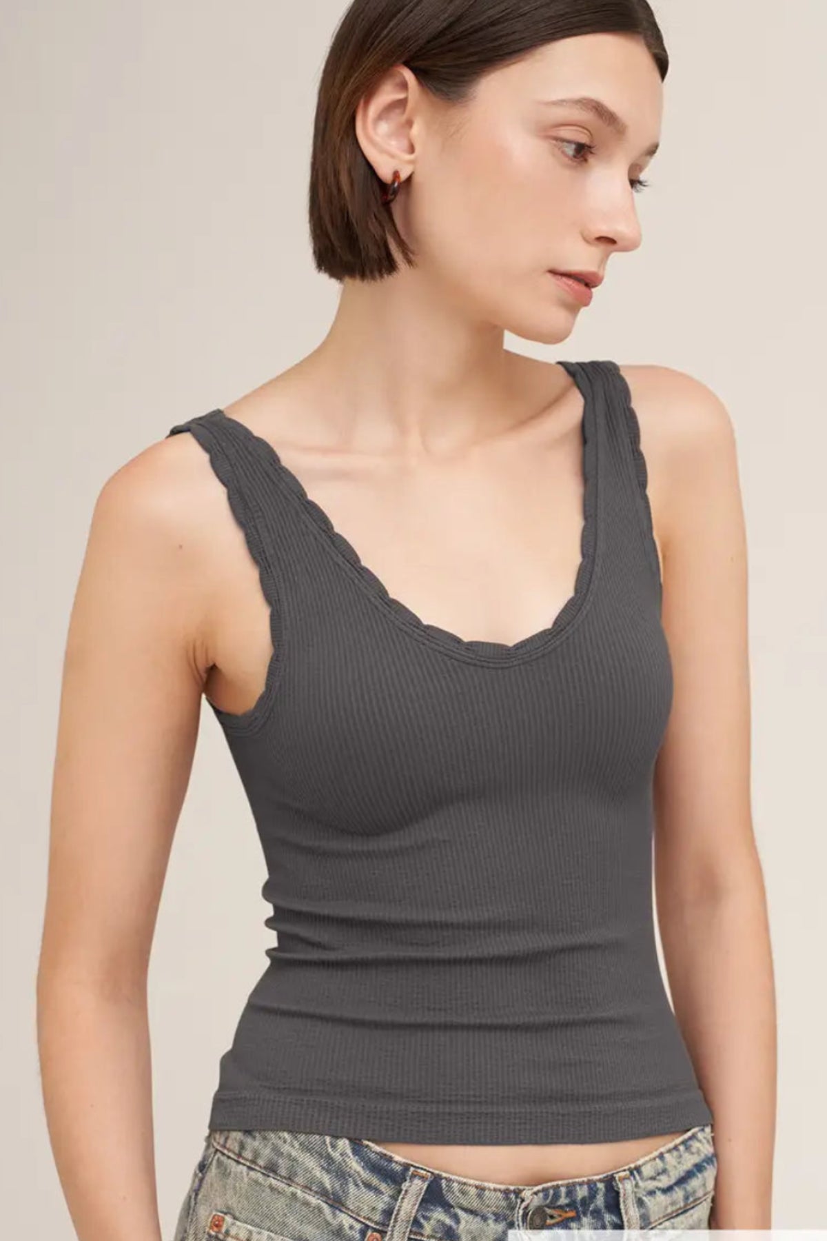 Take Piece Reversible Ribbed Tank -
